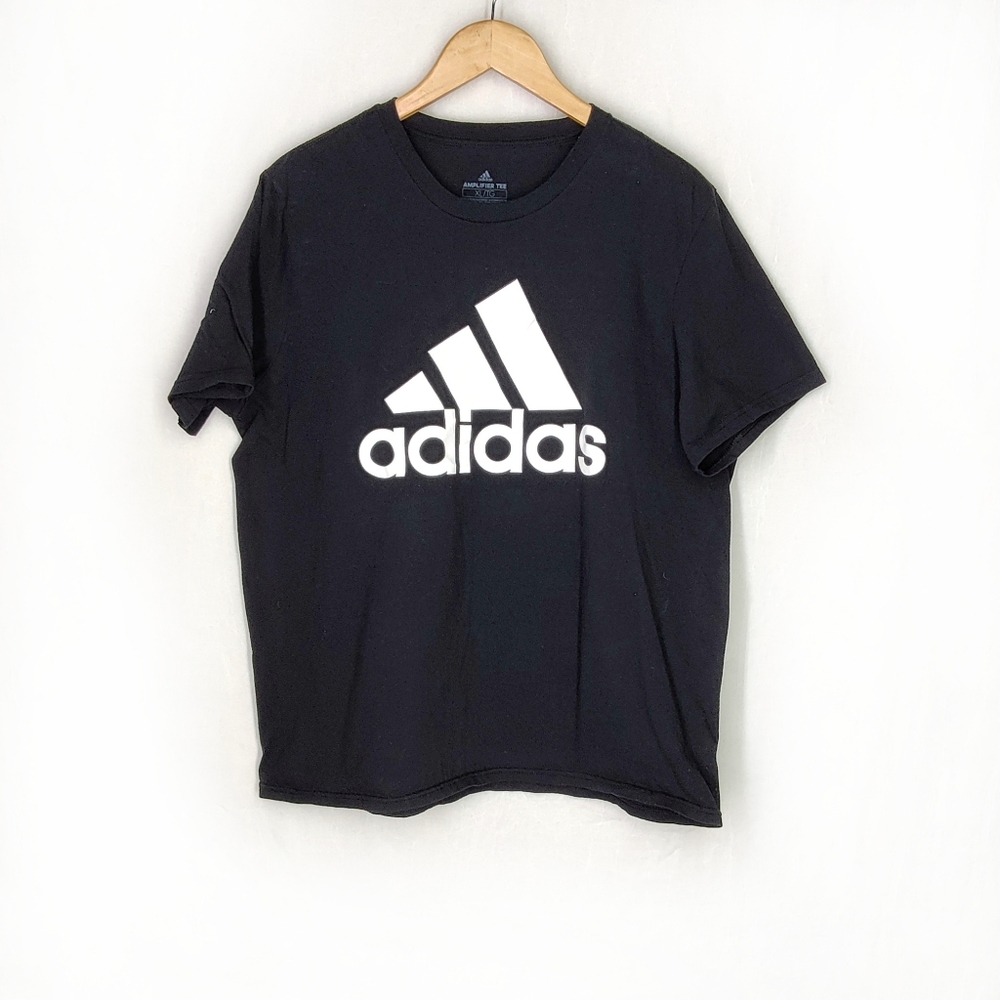 Adidas T-shirt, men's tee, size Xlarge, classic black and white.
